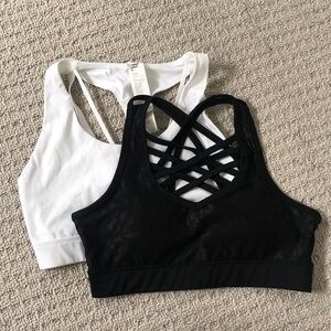 Bundle of Fabletics and BEBE Strappy Sports Bras Size Small Black and White